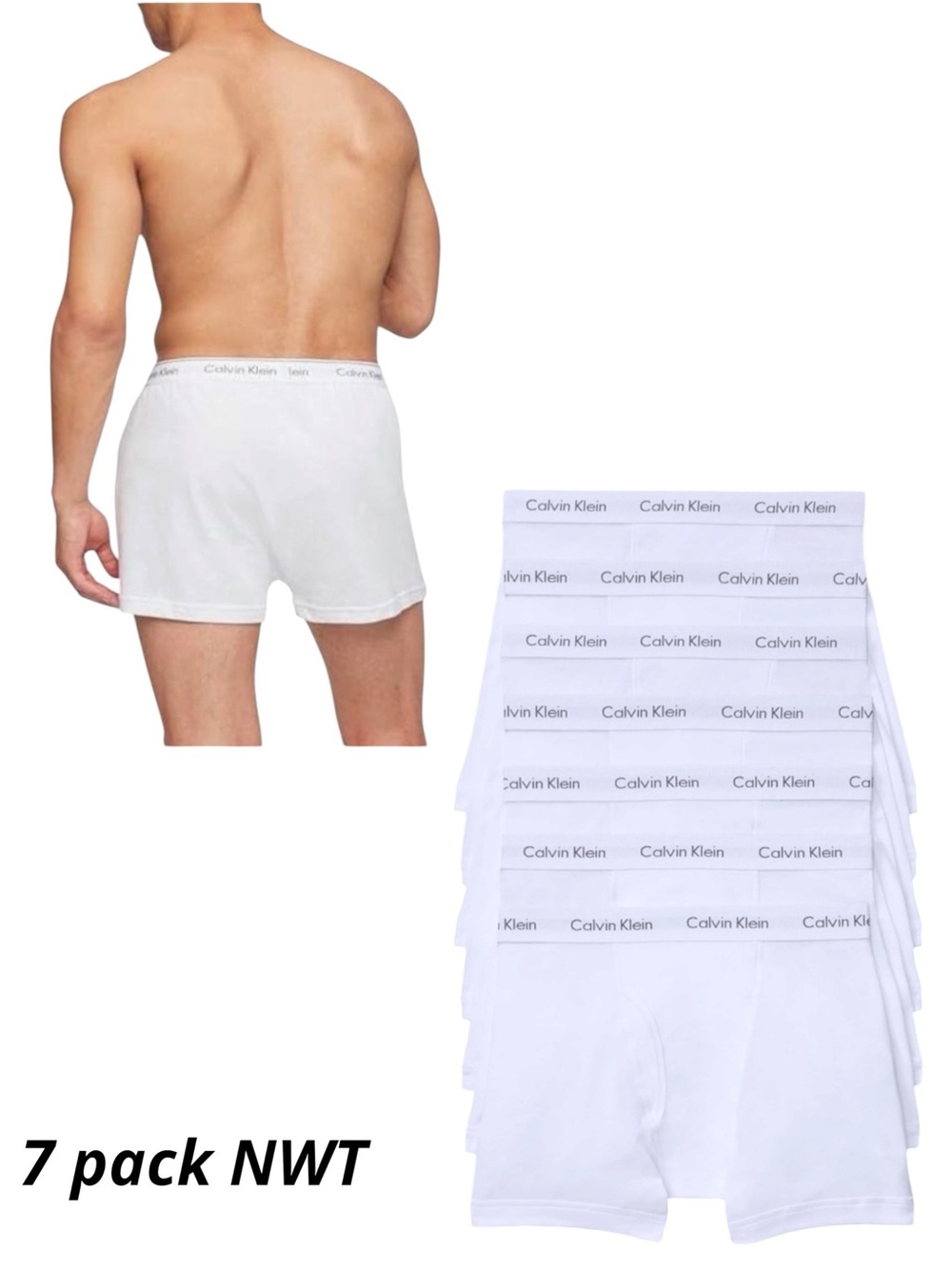 CALVIN KLEIN (7 PAIR) Pack WHITE COTTON BOXER’S NWT